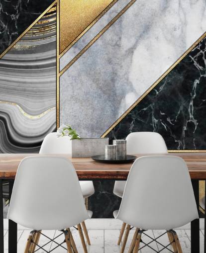 hvit og svart marmor med gull geometrisk art deco tapet hvit og svart marmor med gull geometrisk art deco tapet