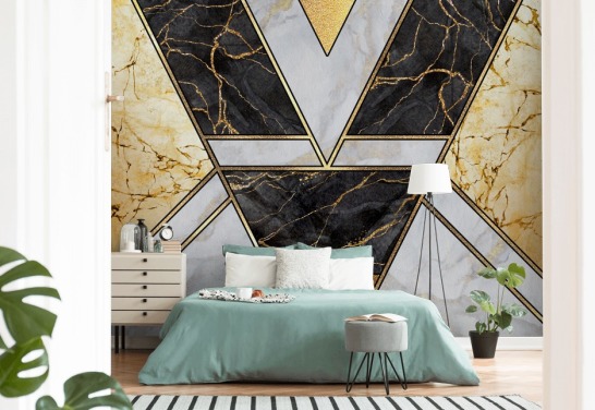 Gold Marble Art Deco Wallpaper