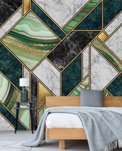 art deco vihreä ja harmaa marmori ja kulta geometrinen tapetti art deco vihreä ja harmaa marmori ja kulta geometrinen tapetti