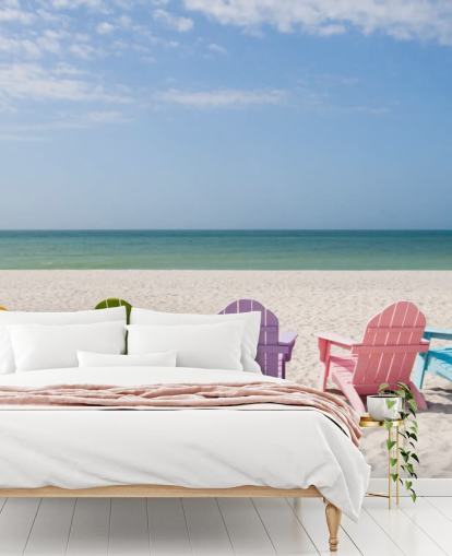 Farverige strandstole på Beach Wallpaper Farverige strandstole på Beach Wallpaper