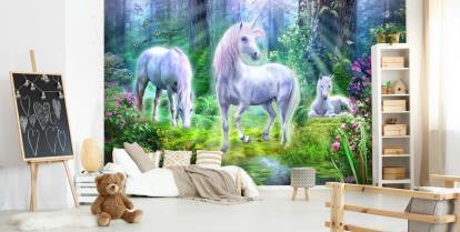 Forest Unicorn Family Wall Mural