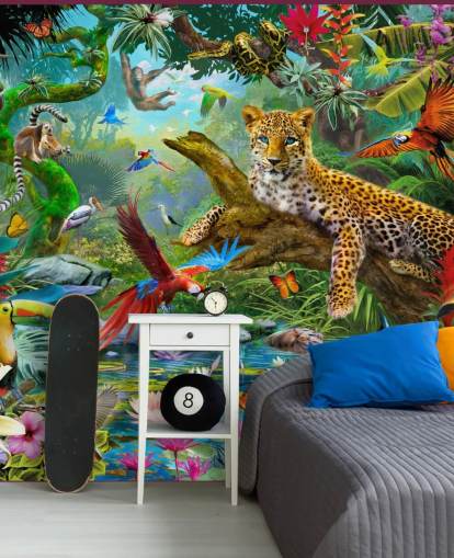 jungle animal wallpaper mural called Leopard In Jungle by Jan Patrik Krasny for kids bedrooms jungle animal wallpaper mural called Leopard In Jungle by Jan Patrik Krasny for kids bedrooms