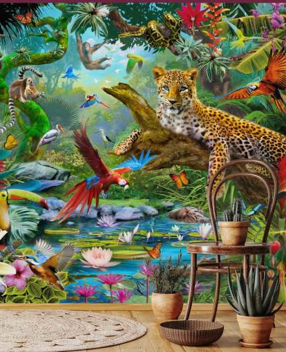 jungle animal wallpaper mural called Leopard In Jungle by Jan Patrik Krasny for kids bedrooms jungle animal wallpaper mural called Leopard In Jungle by Jan Patrik Krasny for kids bedrooms