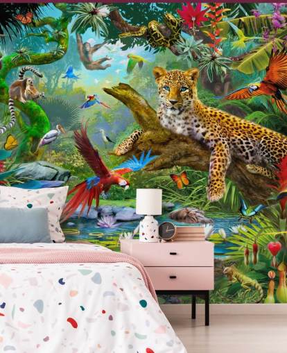 jungle animal wallpaper mural called Leopard In Jungle by Jan Patrik Krasny for kids bedrooms jungle animal wallpaper mural called Leopard In Jungle by Jan Patrik Krasny for kids bedrooms
