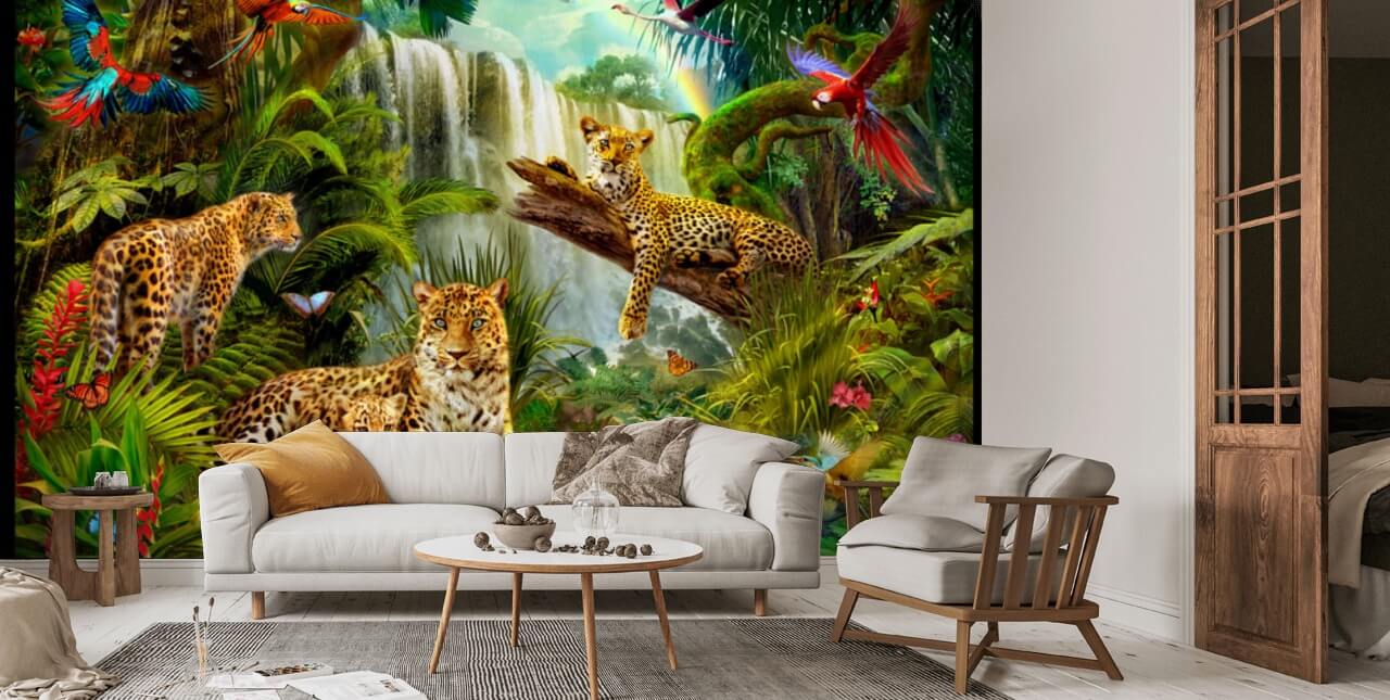 Tropical Leopard Wallpaper, Exclusive Wall Mural – Muros Wallpapers