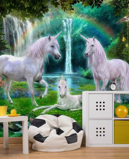 unicorns sat by a waterfall wallpaper unicorns sat by a waterfall wallpaper