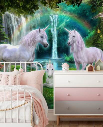 unicorns sat by a waterfall wallpaper unicorns sat by a waterfall wallpaper