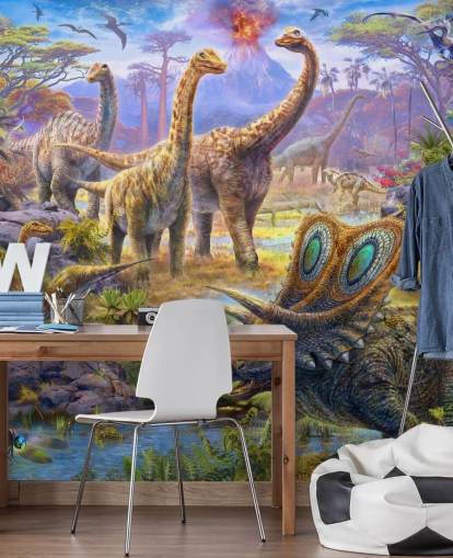 dinosaurus landschap behang dinosaurus landschap behang