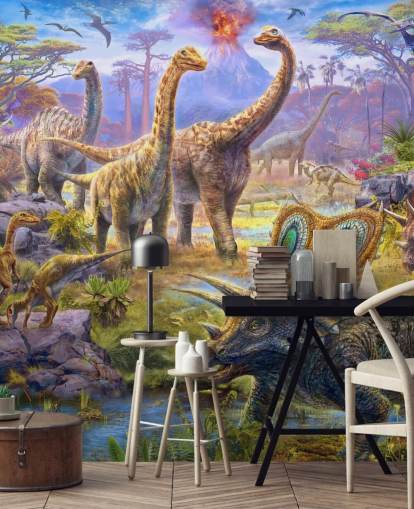 dinosaurie landskap tapet dinosaurie landskap tapet