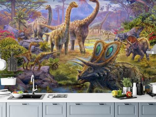 dinosaur landskab tapet