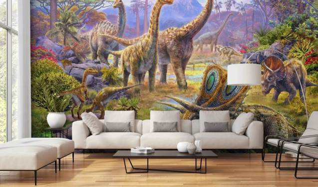 dinosaurus landschap behang