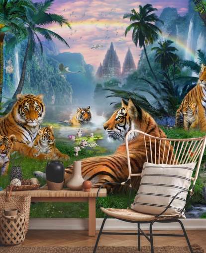tigers lazing in a jungle wallpaper tigers lazing in a jungle wallpaper