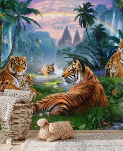 tigers lazing in a jungle wallpaper tigers lazing in a jungle wallpaper
