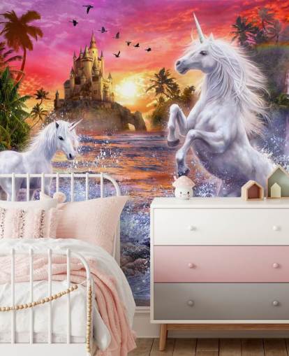 Unicorn Waterfall Sunset Unicorn Mural Unicorn Waterfall Sunset Unicorn Mural