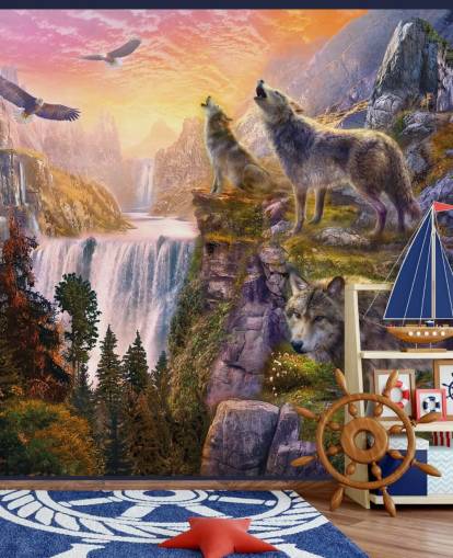 illustrerade vargar på klippkant tapet illustrerade vargar på klippkant tapet