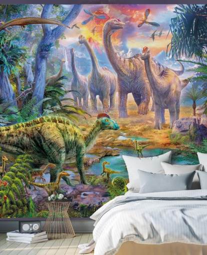 dinosaurs walking away from volcano wallpaper dinosaurs walking away from volcano wallpaper