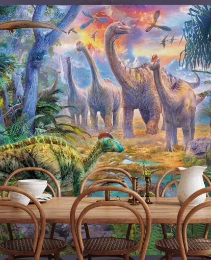 dinosaurs walking away from volcano wallpaper dinosaurs walking away from volcano wallpaper