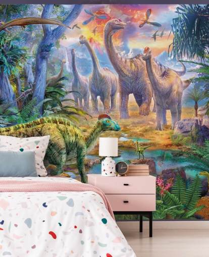 dinosaurs walking away from volcano wallpaper dinosaurs walking away from volcano wallpaper