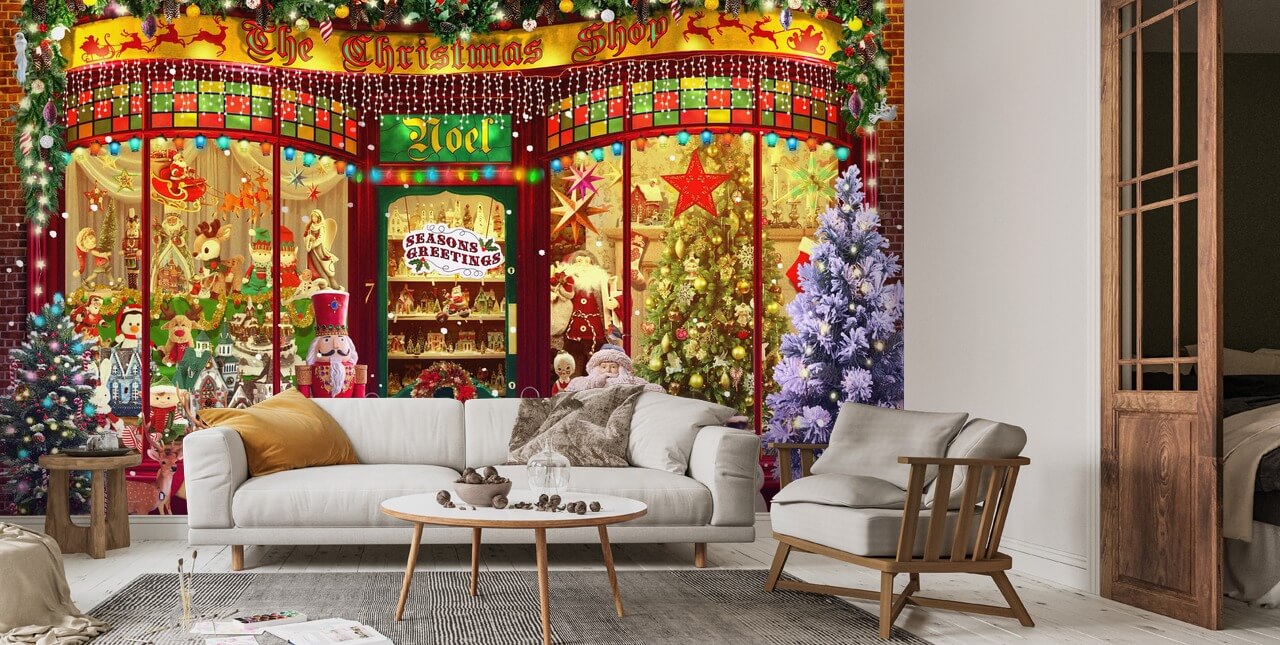 Festive Shop Window Wall Mural  Wallsauce UK