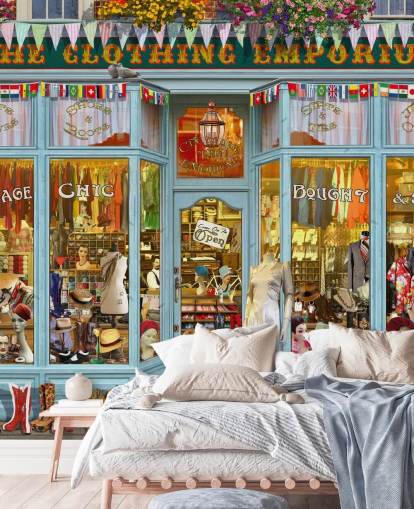 vintage clothes shop facade wallpaper vintage clothes shop facade wallpaper