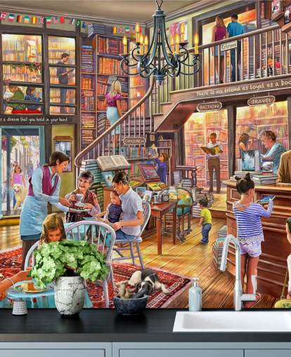 boekwinkel café behang boekwinkel café behang