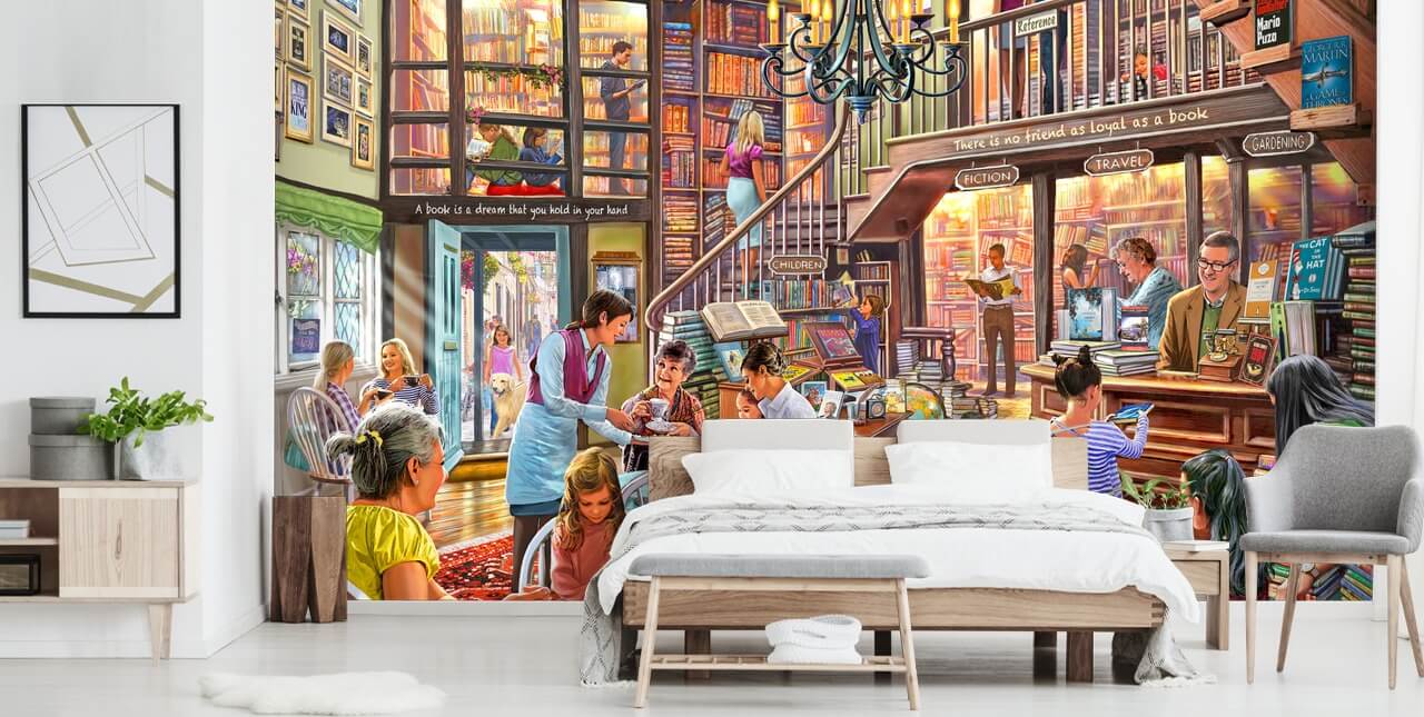 book shop cafe wallpaper