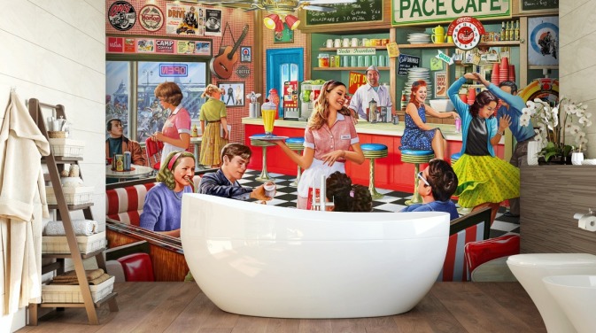 Retro Englisch Diner Tapete