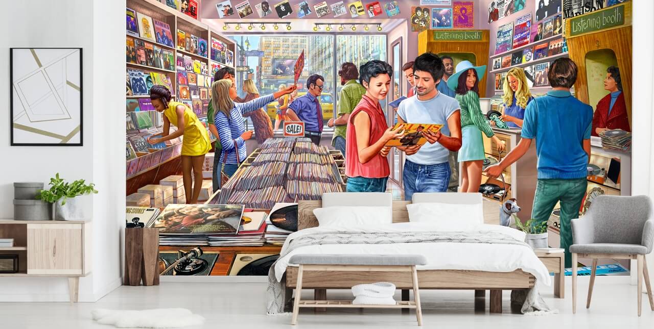 Vintage-Musik-Shop Tapete Vintage-Musik-Shop Tapete