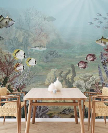 vintage fish and coral illustration wallpaper vintage fish and coral illustration wallpaper