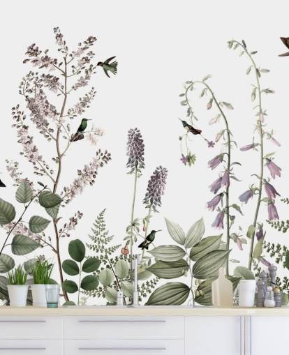 kleine Kolibris und Blumentapete kleine Kolibris und Blumentapete