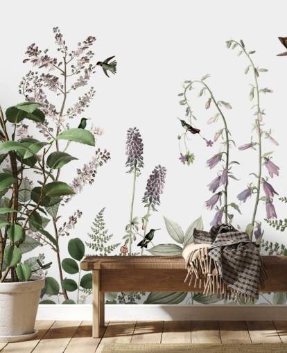 små kolibrier og floral tapet små kolibrier og floral tapet