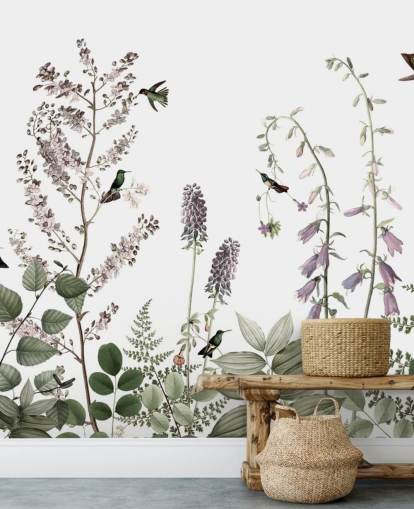 små kolibrier og blomster tapet små kolibrier og blomster tapet