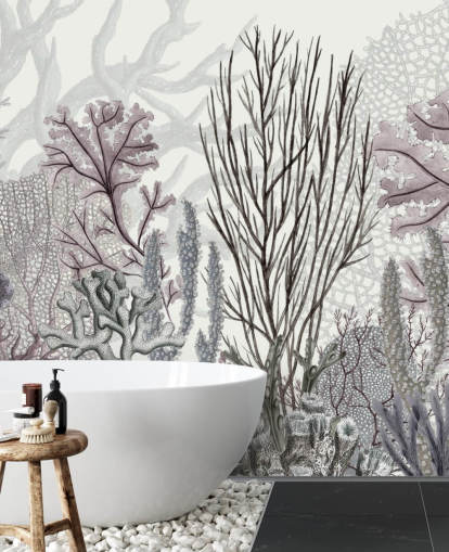 pastel lilla og blå koralrev tapet pastel lilla og blå koralrev tapet