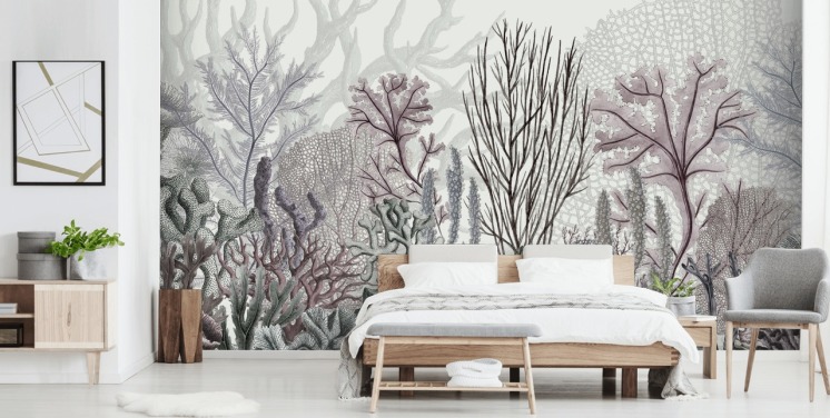 pastel purple and blue coral reef wallpaper
