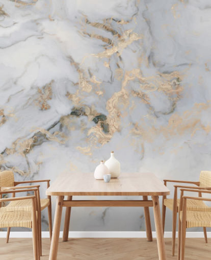 off-white og gullfarget tilpassbart marmortapet veggmaleri kalt Decadent Marble for kjøkken, bad eller soverom off-white og gullfarget tilpassbart marmortapet veggmaleri kalt Decadent Marble for kjøkken, bad eller soverom
