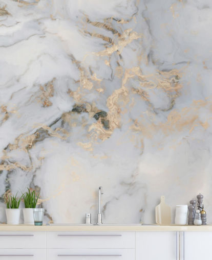 off white and gold tinted customisable marble wallpaper mural called Decadent Marble for kitchens, bathrooms or bedrooms off white and gold tinted customisable marble wallpaper mural called Decadent Marble for kitchens, bathrooms or bedrooms