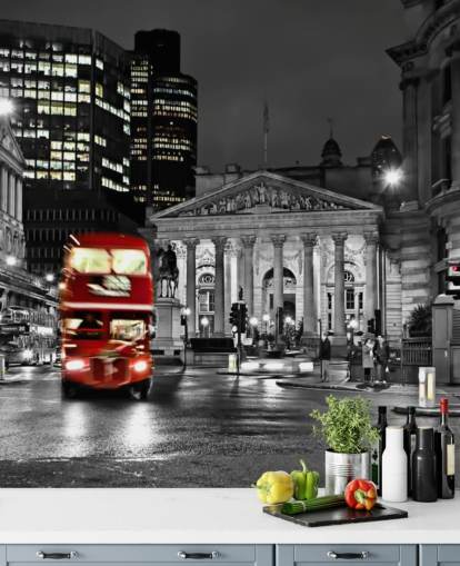 grey and red custom london bus wallpaper called Royal Exchange London for dining rooms grey and red custom london bus wallpaper called Royal Exchange London for dining rooms