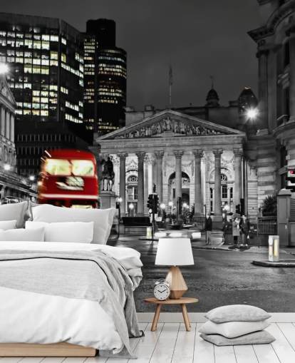 grey and red custom london bus wallpaper called Royal Exchange London for dining rooms grey and red custom london bus wallpaper called Royal Exchange London for dining rooms