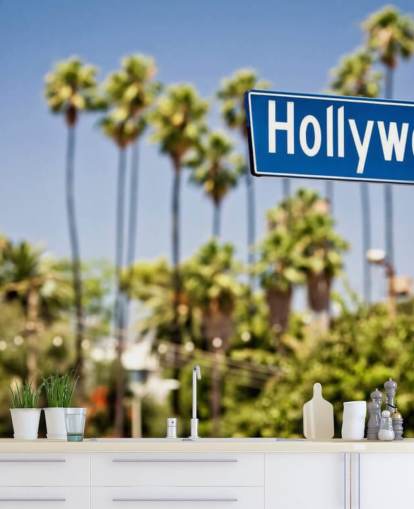 blå tegn på hollywood vægmaleri blå tegn på hollywood vægmaleri