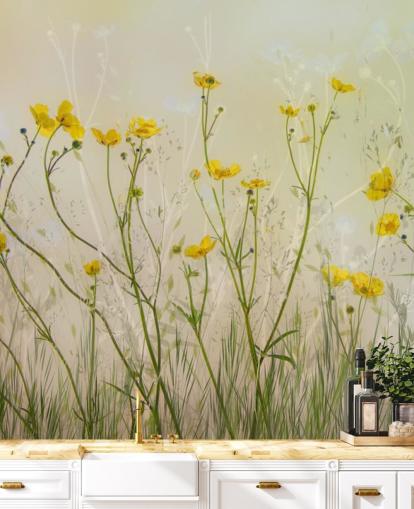 green and yellow floral wallpaper mural called Good Morning Flowers by 1x for bedrooms, living rooms and dining rooms green and yellow floral wallpaper mural called Good Morning Flowers by 1x for bedrooms, living rooms and dining rooms