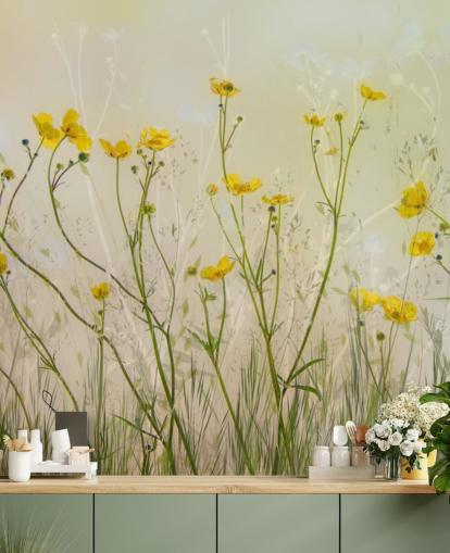 papier peint mural floral vert et jaune appelé Good Morning Flowers par 1x pour les chambres à coucher, les salons et les salles à manger papier peint mural floral vert et jaune appelé Good Morning Flowers par 1x pour les chambres à coucher, les salons et les salles à manger