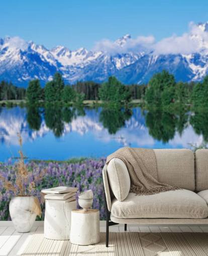 wyoming national park with blue mountains and sky with purple flowers wallpaper wyoming national park with blue mountains and sky with purple flowers wallpaper