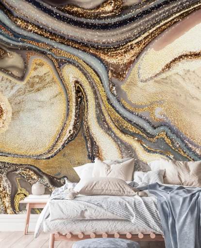 gouden, bruine en gebroken witte aanpasbare geodebehangmuurschildering genaamd Creamy Caramel Geode van Lara Skinner voor keukens gouden, bruine en gebroken witte aanpasbare geodebehangmuurschildering genaamd Creamy Caramel Geode van Lara Skinner voor keukens