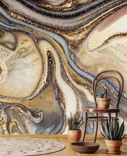 mural de papel de parede de geodo personalizável dourado, marrom e esbranquiçado chamado Creamy Caramel Geode de de Lara Skinner para cozinhas mural de papel de parede de geodo personalizável dourado, marrom e esbranquiçado chamado Creamy Caramel Geode de de Lara Skinner para cozinhas