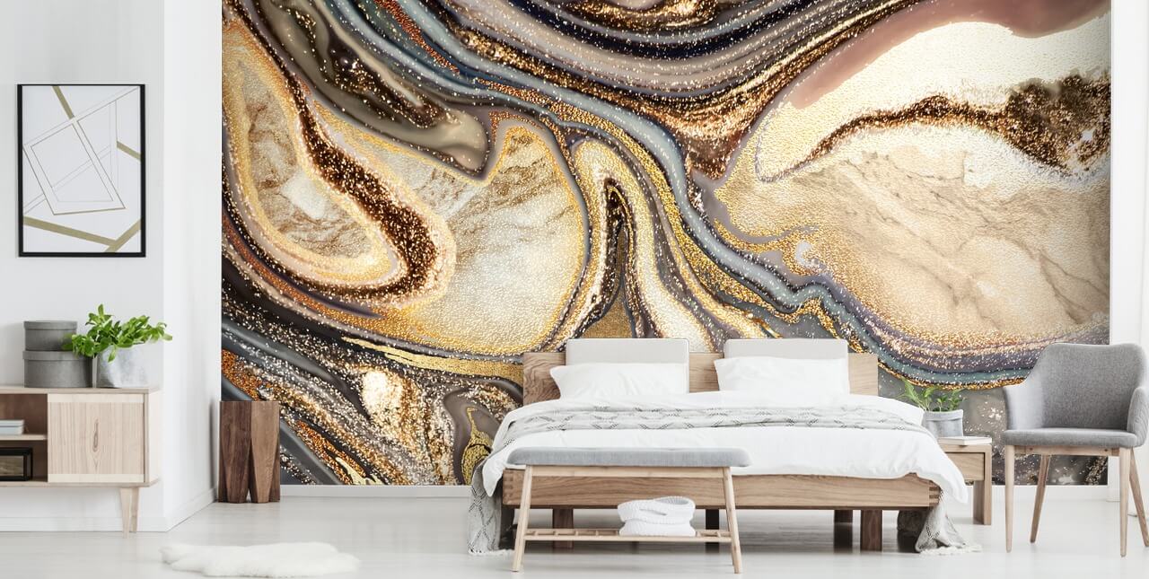 gull, brun og off-white tilpassbar geodetapetveggmaleri kalt Creamy Caramel Geode av Lara Skinner for kjøkken gull, brun og off-white tilpassbar geodetapetveggmaleri kalt Creamy Caramel Geode av Lara Skinner for kjøkken