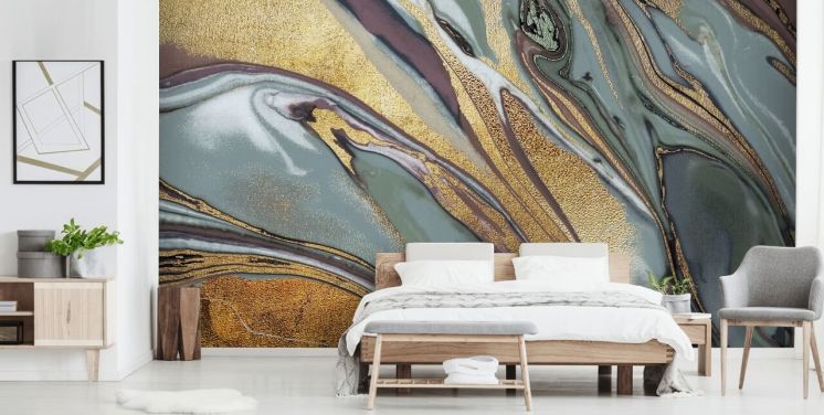 papel de parede de mármore, ouro geode, lilás e cinza
