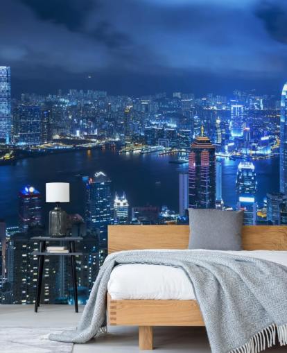 fondo de pantalla ciudad azul en la noche fondo de pantalla ciudad azul en la noche