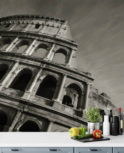 Black and White Colosseum Wall Mural Black and White Colosseum Wall Mural