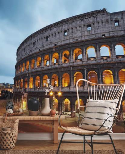 Lit Up Collosseum in the Evening Wallpaper Lit Up Collosseum in the Evening Wallpaper