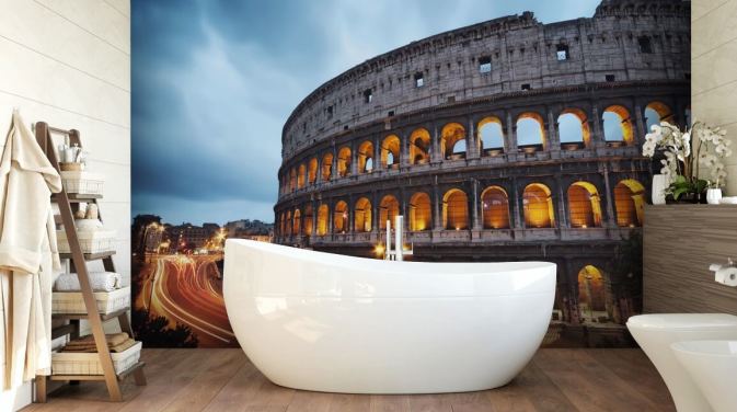 Papier peint Collosseum illuminé le soir